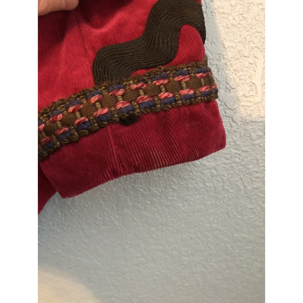 Vintage Coldwater Creek Womens Blazer 12 Maroon Boho Embroidered Button Up Artsy - Picture 10 of 14